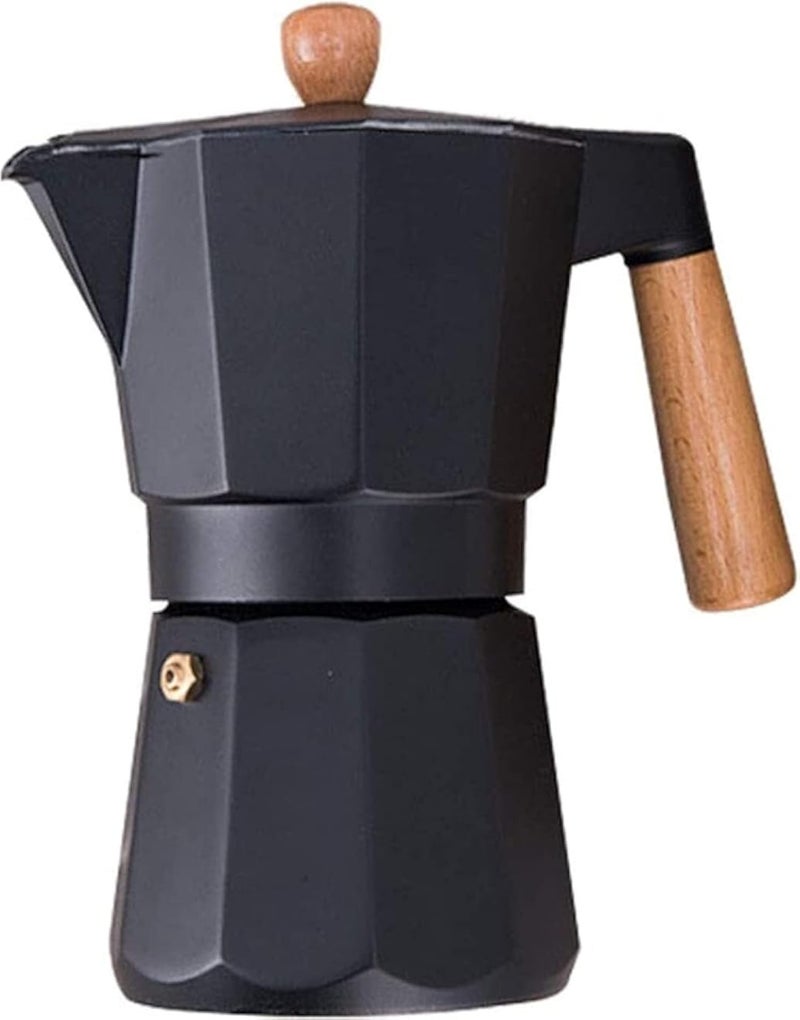 coffee Maker Aluminum Alloy Mocha Espresso Percolator Pot Coffee Maker Moka Pot 3 Cup.Color.Black